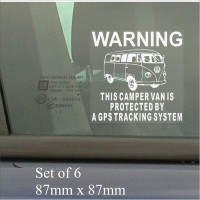 6 x Volkswagen Camper Van Dummy/Fake GPS Tracking System Device Unit Window Stickers-Campervan Security Alarm Warning Self Adhesive Vinyl Signs